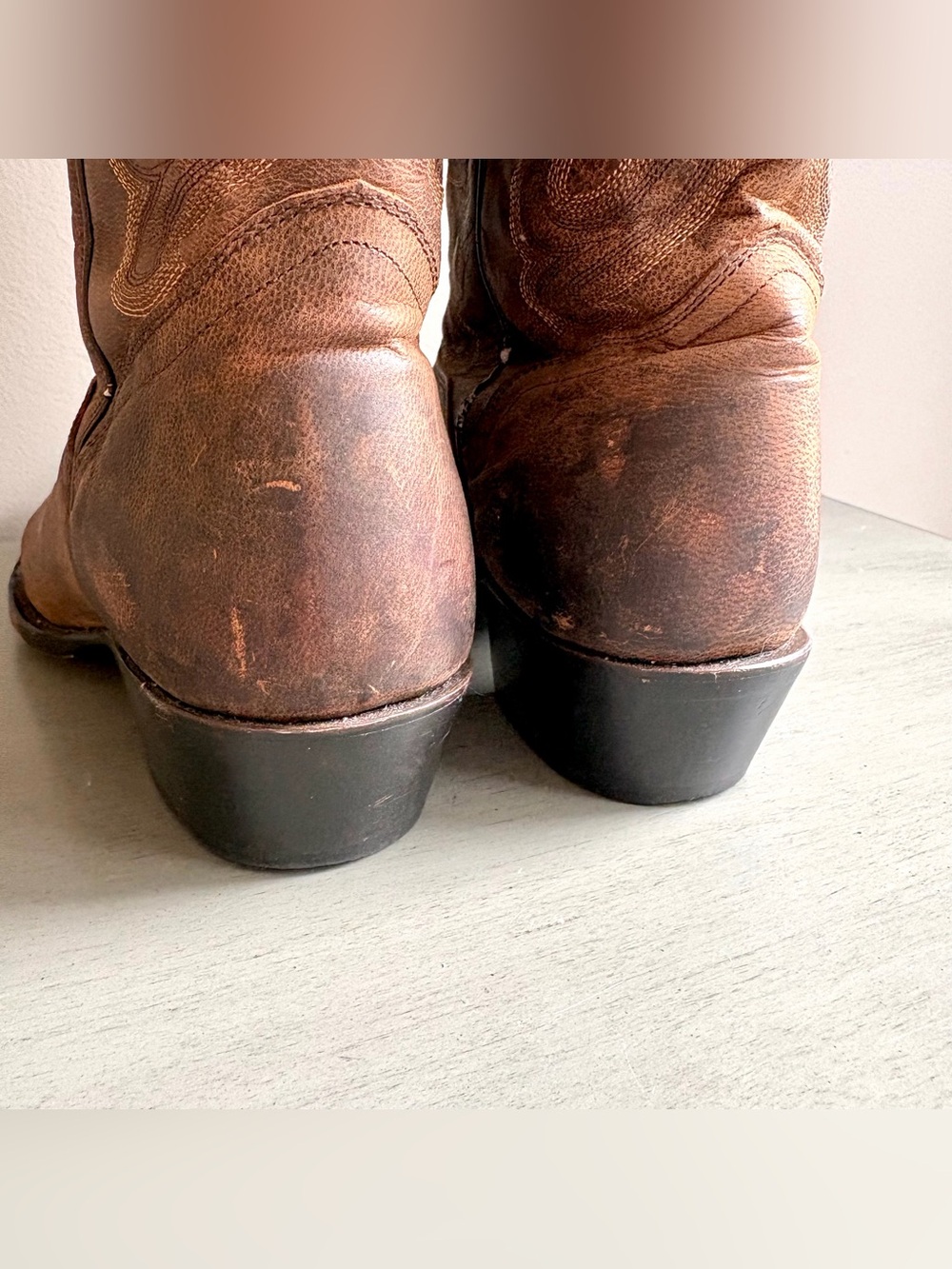 J.B. Dillon Brown Goat Leather Cowboy Western Work Boots Women 9 Pull On Mexico - Picture 8 of 14